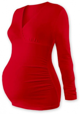 JOŽÁNEK Těhotenské triko/tunika dlouhý rukáv EVA - červené - L/XL
