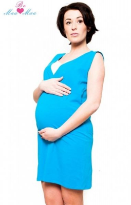 Těhotenská, kojící noční košile Iris - modrá - S/M