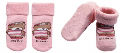 Kojenecké froté ponožky s ABS Bunny, - růžové, vel. 80/86 - 80-86 (12-18m)