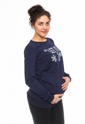 Těhotenské triko, mikina Let it Snow - granátové, vel. M - M (38)