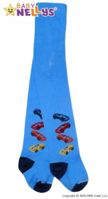 Bavlněné punčocháče - 4 autička sv. - modré - 62-74 (3-9m)