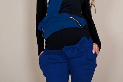 Těhotenské kalhoty s mašlí - Modré, vel. M - M (38)