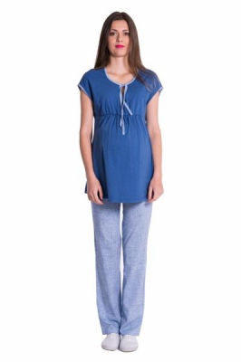 Těhotenské,kojící pyžamo - jeans/modrá, vel. XL - XL (42)