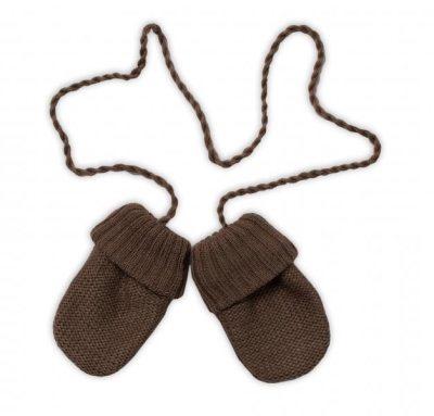 Pletená čepice s šálou a rukavičky 3v1, STAR - hnědá, 68/74 - 68-74 (6-9m)