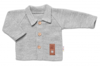 Pletený svetřík s knoflíčky Boy, - šedý - 56 (1-2m)