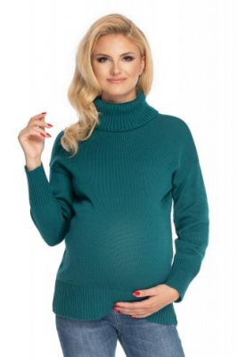 Těhotenský svetr, rolák - zelený - UNI