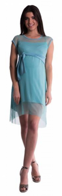 Těhotenské šaty se šifonovým přehozem - máta - XS (32-34)