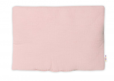Mušelínový polštářek s výplní 40 x 30 cm, Mini, pudrově růžový