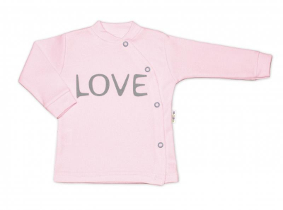 Bavlněná košilka Love zapínání bokem - růžová, vel. 62 - 62 (2-3m)