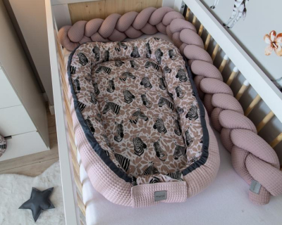 Oboustranné hnízdečko, kokon Vafel, bavlna LUX, 60 x 90 cm - Zebra