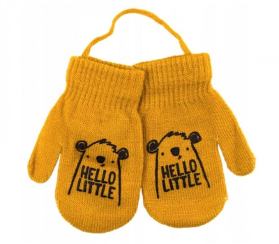 Zimní chlapecké rukavičky se šňůrkou Hello Little - hořčicové, veľ. 98/104 - 98-104 (2-4r)