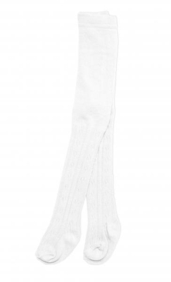 Dětské punčocháče bavlněné s žakárovým vzorem, bílé, vel. - 80/86 - 80-86 (12-18m)