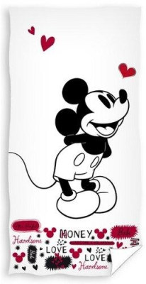 Dětská froté osuška 70x140cm zamilovaný Mickey Mouse, Carbotex, bílá