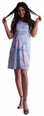 Těhotenské a kojící šaty s květinovým vzorem - modré květy - vel. S - S (36)