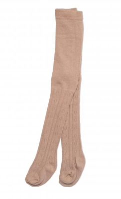 Dětské punčocháče bavlněné s žakárovým vzorem - pískové, vel. 80/86 - 80-86 (12-18m)