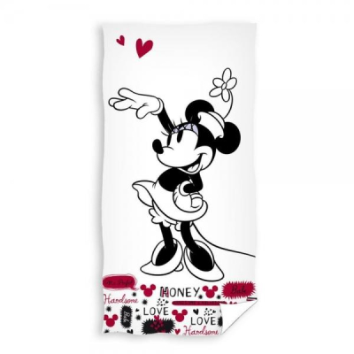Dětská froté osuška 70x140cm zamilovaná Minnie Mouse, Carbotex, bílá