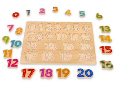 Dřevěná edukační vkládačka, puzzle Lelin - Číslice