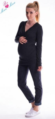 Těhotenská mikina s kapucí OLINA - černá - S/M
