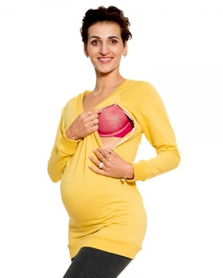 Těhotenská/kojící mikina Be MaaMaa, Evita - žlutá, vel. M - M (38)