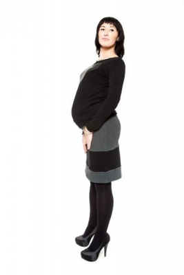 Těhotenská sukně - LORA černá/grafit - M (38)