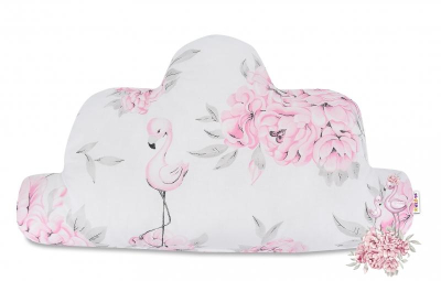 Bavlněný dětský dekorační polštář, Mráček - Plameňák růžový
