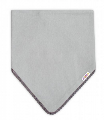 Dětský bavlněný šátek na krk s mini bambulkami - šedý/šedý lem