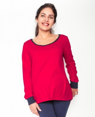 Těhotenské triko/mikina dlouhý rukáv Esti - červené, vel. - XL - XL (42)