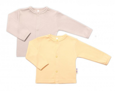 Sada 2 bavlněných košilek, Basic Pastel, žlutá/béžová, vel. 74 - 74 (6-9m)