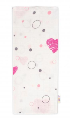 Dětská plenka Premium tetra/bavlna, 70 x 80 cm - I love Girl růžová/bílá