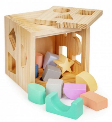 Eco Toys Dřevěná edukační kostka, vkládačka