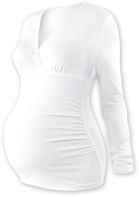 JOŽÁNEK Těhotenské triko/tunika dlouhý rukáv EVA - bílé - L/XL