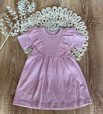 Bavlněné šaty s řasením, kr. rukáv, Puntík, růžové - 68-74 (6-9m)