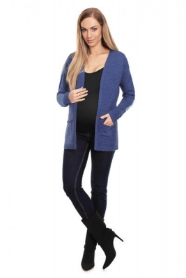 Těhotenský svetřík, kardigan s kapsami - jeans - XS/S