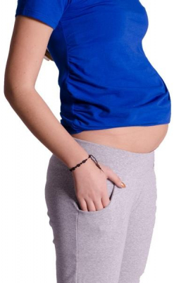 Těhotenské trubkové tepláky - šedý - melírek - M (38)