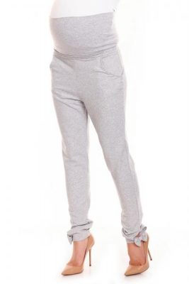 Těhotenské, bavlněné kalhoty/tepláky s pružným pásem - šedé, vel. L/XL - L/XL
