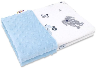 Bavlněná deka s Minky 100x75cm, New Love Baby - modrá