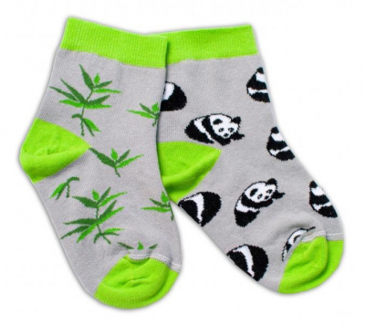 Bavlněné veselé ponožky Panda - šedé, vel. - 122/128 - 122-128 (6-8r)