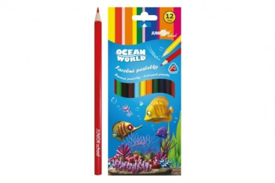 Pastelky barevné dřevo Ocean World trojhranné 12 ks v krabičce 9x20,5x1cm 12ks v krab
