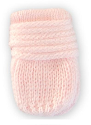 Kojenecké rukavičky pletené, zimní - sv. růžové, - 56-68 (0-6 m)