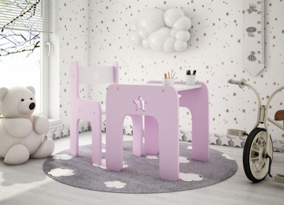 Sada nábytku Star - Stůl + židle - růžová s bílou