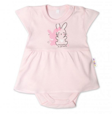 Bavlněné kojenecké sukničkobody, kr. rukáv, Cute Bunny - sv. růžové, vel. 86 - 86 (12-18m)