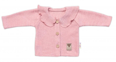 Pletený svetřík s volánkem Girl, pudrově - růžový, vel. 74 - 74 (6-9m)