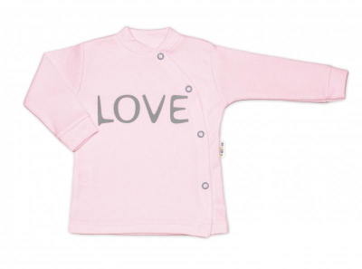 Bavlněná košilka Love zapínání bokem - růžová, vel. 56 - 56 (1-2m)