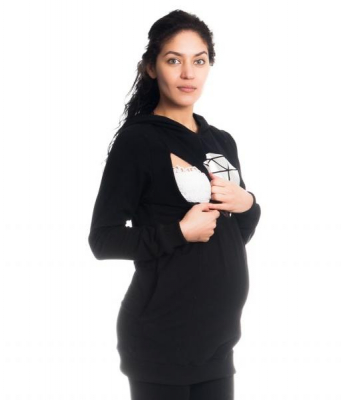 Těhotenské a kojící triko/mikina Diamant, dl. rukáv - černé, vel. XL - XL (42)