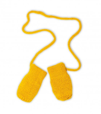 Zimní pletené kojenecké rukavičky - hořčicové, - 56-68 (0-6 m)