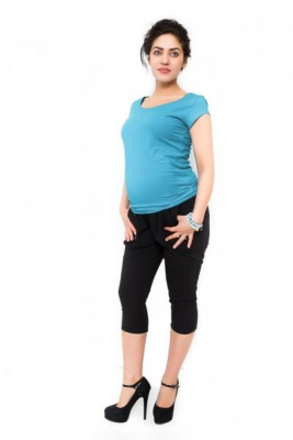 Těhotenské teplákové kalhoty Tonya 3/4 - černé, vel. S - S (36)