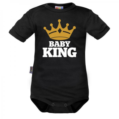 Body krátký rukáv Baby King - černé, vel. - 68 - 68 (3-6m)