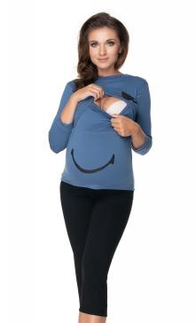 Těhotenské, kojící pyžamo 3/4 s dl. rukávem - modro/černé - vel. L/XL - L/XL