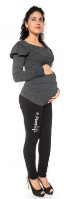 Těhotenské tepláky,kalhoty MOM life - černé - L - L (40)