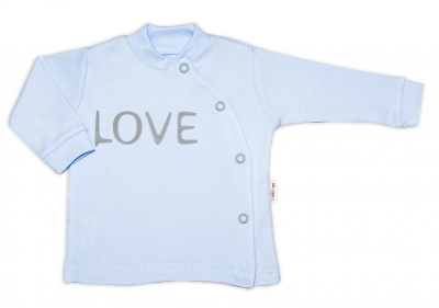 Bavlněná košilka Love zapínání bokem - modrá, vel. 68 - 68 (3-6m)